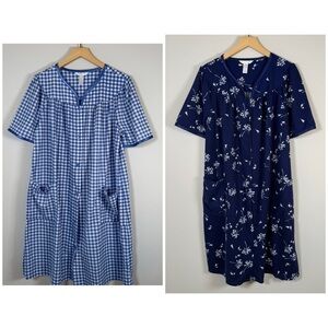 Adonna Sleepwear Bundle Set Lot Of 2 Plaid Floral Nightgown Pajama House Dresses